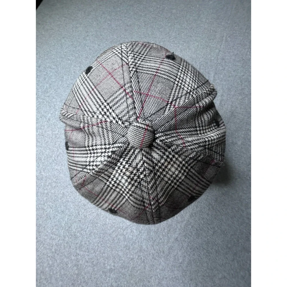 REEF Green is Good Houndstooth Plaid Cap Crimson Black & White Fitted, Size M